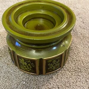 Vintage Olive Green Ceramic Pillar Decorative Candle Holder